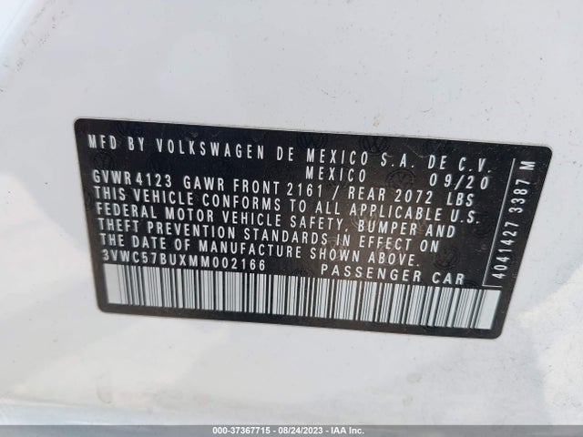 3VWC57BUXMM002166 Volkswagen Jetta S/se/r-line