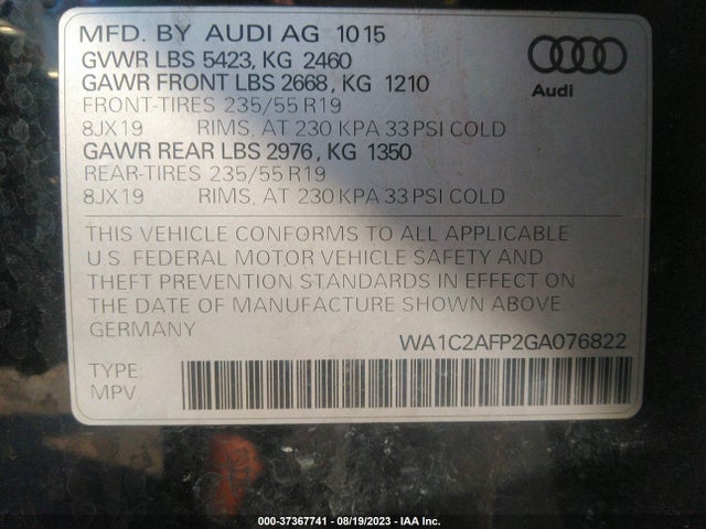 WA1C2AFP2GA076822 Audi Q5 PREMIUM