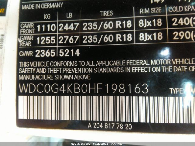 WDC0G4KB0HF198163 Mercedes-Benz Glc Glc 300