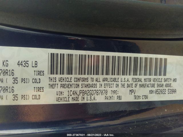 1C4NJPBA2GD787070 Jeep Patriot Sport