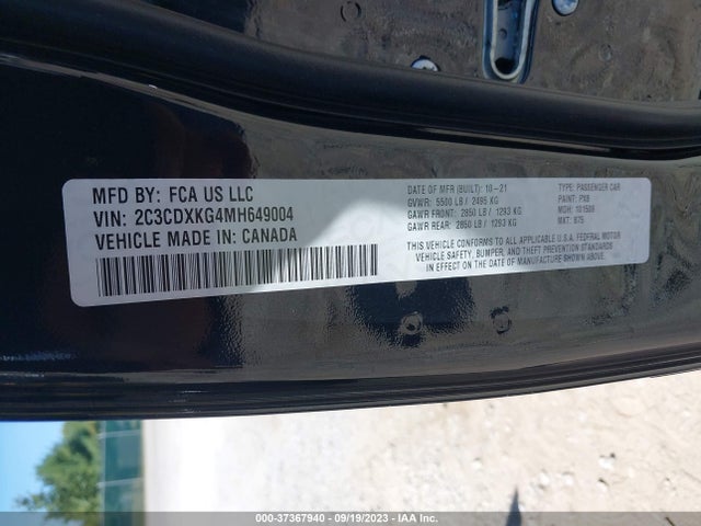 2021 DODGE CHARGER POLICE VIN: 2C3CDXKG4MH649004