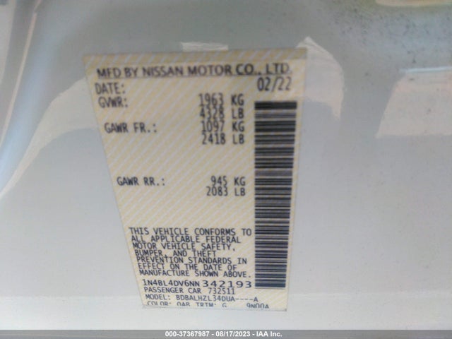 Nissan Altima 2.5 Sv 2022 1N4BL4DV6NN342193 Image 9