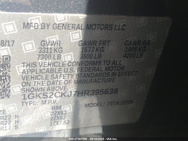 GMC YUKON DENALI 2017 1GKS2CKJ7HR395638 Image 9