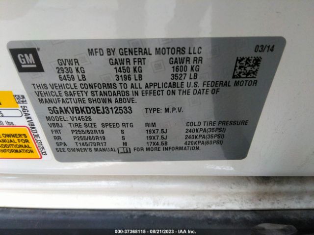 5GAKVBKD3EJ312533 Buick Enclave Leather