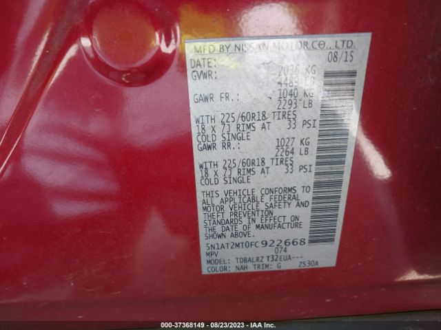 5N1AT2MT0FC922668 Nissan Rogue Sl
