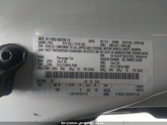 1FADP3K23EL366415 Ford FOCUS SE