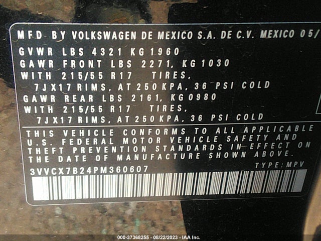 3VVCX7B24PM360607 Volkswagen TAOS S