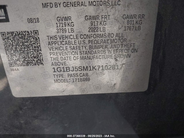 Chevrolet Cruze 2019 1G1BJ5SM1K7102817 Image 9