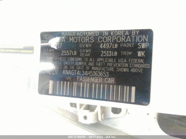 KNAGT4L34H5163653 KIA Optima Lx
