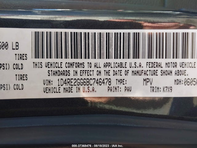 2011 DODGE DURANGO EXPRESS VIN: 1D4RE2GG6BC746478