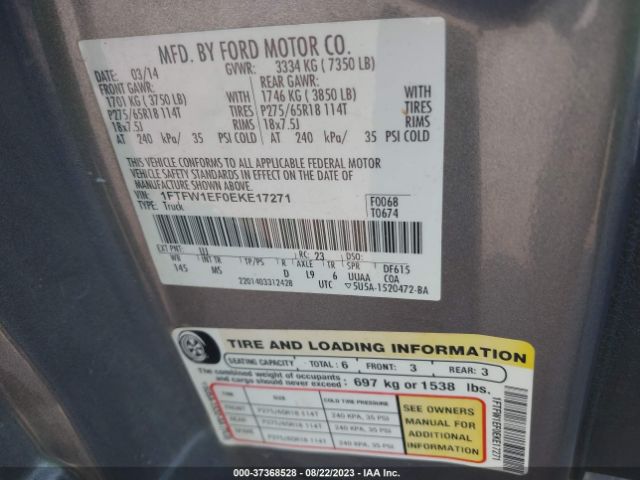 1FTFW1EF0EKE17271 Ford F-150 Xl/xlt/stx/fx4/lariat