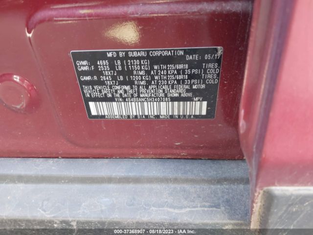 4S4BSANC5H3407085 Subaru Outback Limited