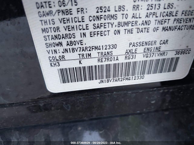 2015 INFINITI Q50 VIN: JN1BV7AR2FM412330