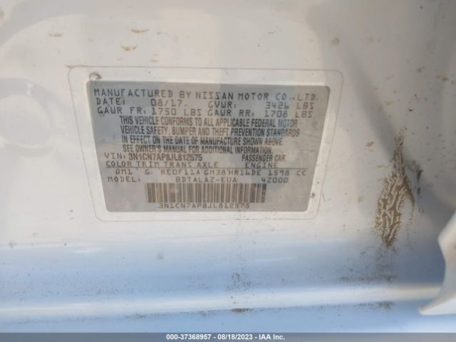 3N1CN7AP8JL812575 Nissan Versa Sedan S Plus