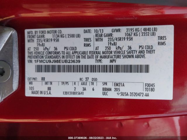 1FMCU9J98EUB23639 Ford Escape Titanium