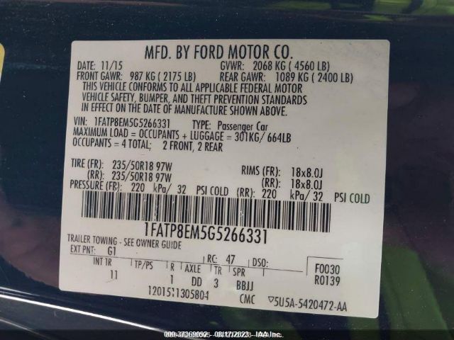 1FATP8EM5G5266331 Ford Mustang V6