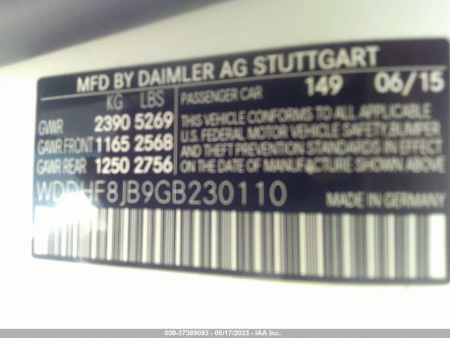WDDHF8JB9GB230110 Mercedes-Benz E-class E 350