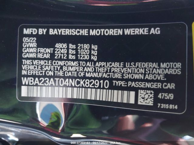 2022 BMW 4 SERIES WBA23AT04NCK82910 Photo 8