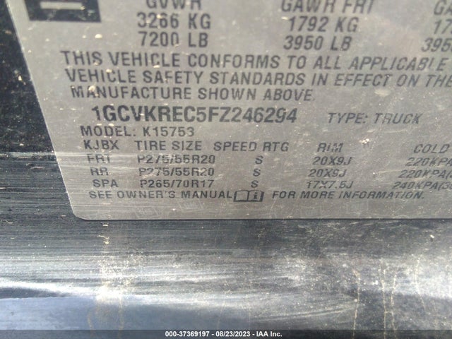 Chevrolet Silverado 1500 Lt 2015 1GCVKREC5FZ246294 Image 15