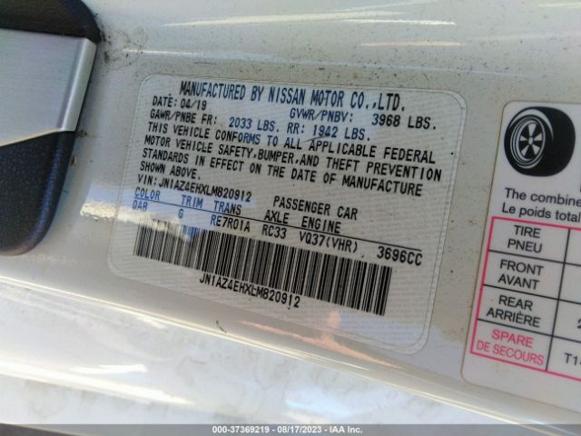 JN1AZ4EHXLM820912 Nissan 370Z COUPE