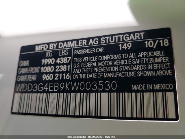 WDD3G4EB9KW003530 Mercedes-Benz A-class A 220