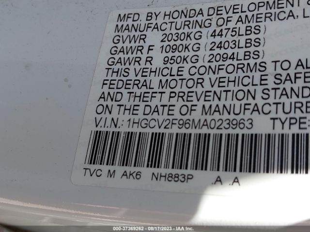 1HGCV2F96MA023963 Honda Accord Sedan Touring