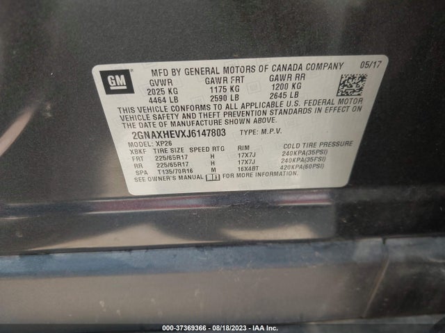 Chevrolet EQUINOX LS 2018 2GNAXHEVXJ6147803 Image 9