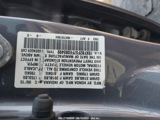 2015 HONDA CIVIC SEDAN LX VIN: 19XFB2F57FE085499