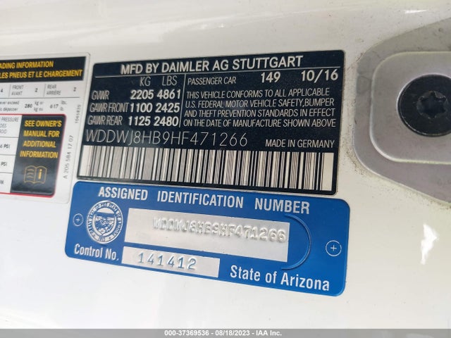 WDDWJ8HB9HF471266 Mercedes-Benz C-class Amg C 63 S