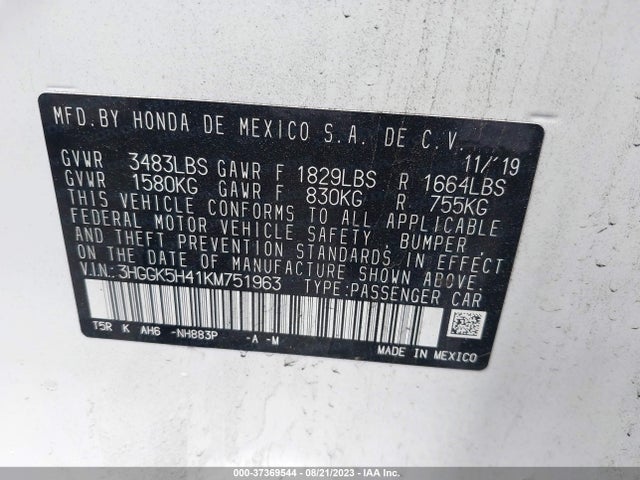 Honda FIT LX 2019 3HGGK5H41KM751963 Image 11