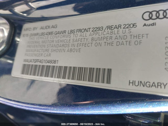 WAUA7GFF4G1046081 Audi A3 1.8t Premium