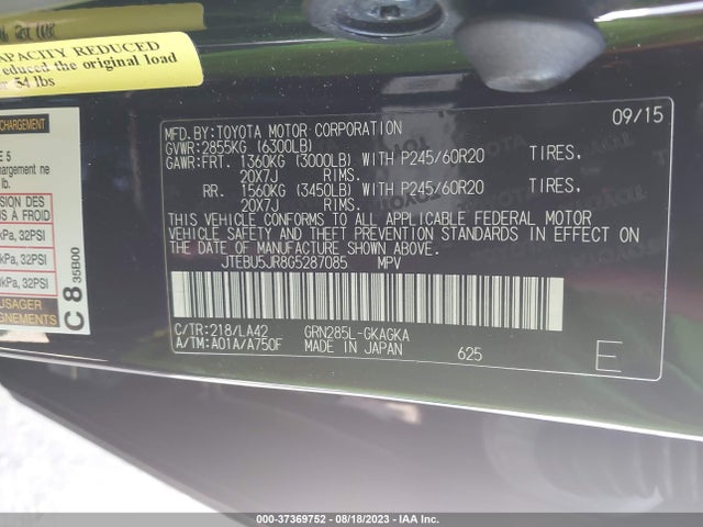 Toyota 4runner Limited/trail/sr5 2016 JTEBU5JR8G5287085 Image 9