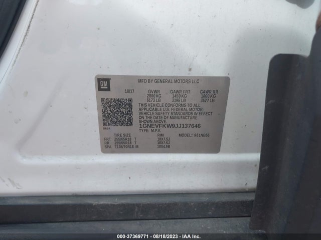 Chevrolet Traverse Ls 2018 1GNEVFKW9JJ137646 Image 9