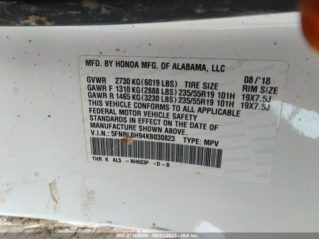 Honda Odyssey Elite 2019 5FNRL6H94KB030823 Image 9