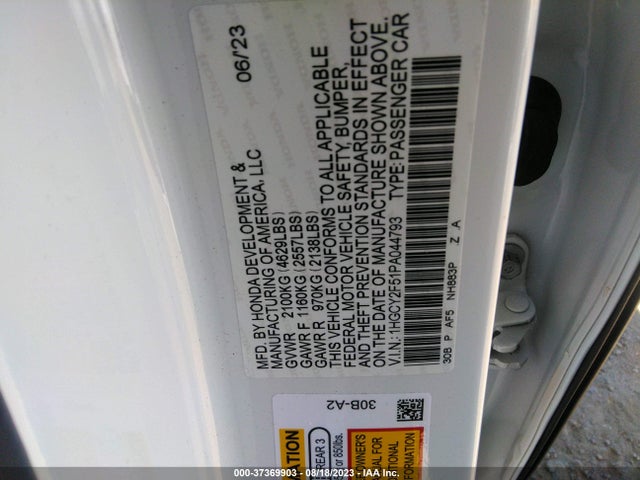 2023 HONDA ACCORD HYBRID SPORT VIN: 1HGCY2F51PA044793