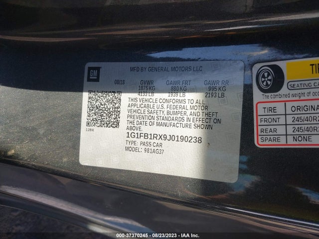 Chevrolet Camaro 1lt 2018 1G1FB1RX9J0190238 Image 16
