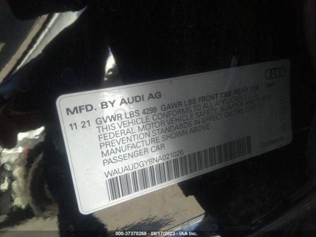 WAUAUDGY8NA021026 Audi A3 Sedan Premium
