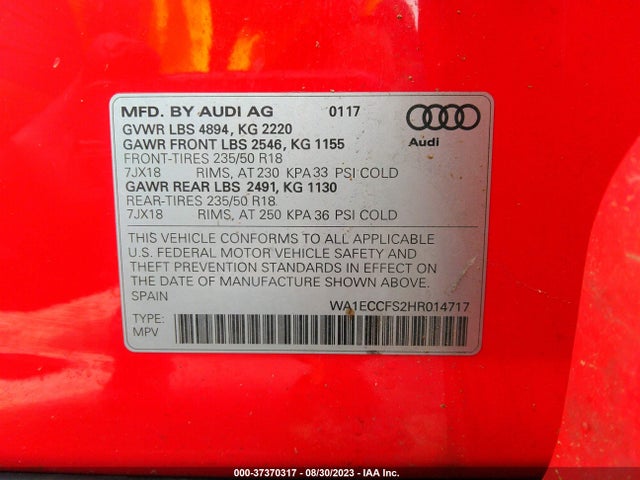 WA1ECCFS2HR014717 Audi Q3 PREMIUM