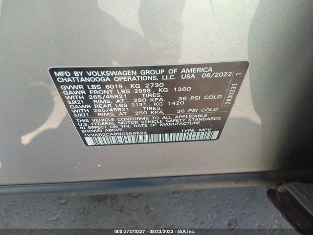 1V2KR2CA6NC559524 Volkswagen Atlas 3.6l V6 Se W/technology