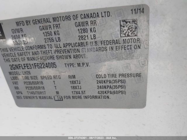 2GNFLFE31F6224005 Chevrolet EQUINOX 1LT