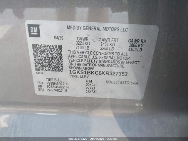 1GKS1BKC6KR327353 GMC YUKON SLT