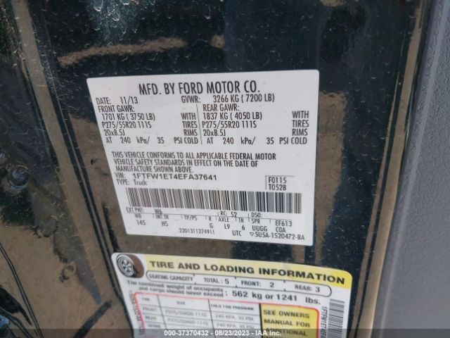 1FTFW1ET4EFA37641 Ford F-150 Xl/xlt/fx4/lariat