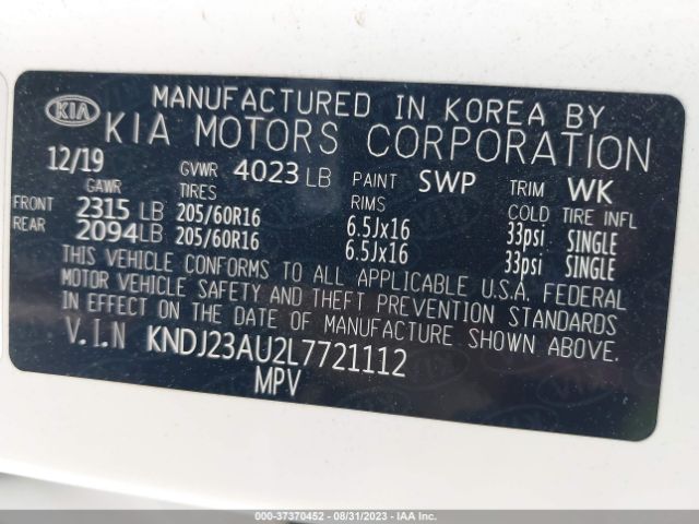 KNDJ23AU2L7721112 KIA SOUL S