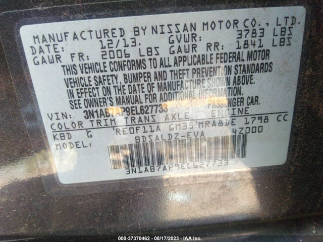 Nissan SENTRA SV 2014 3N1AB7AP9EL627733 Image 9