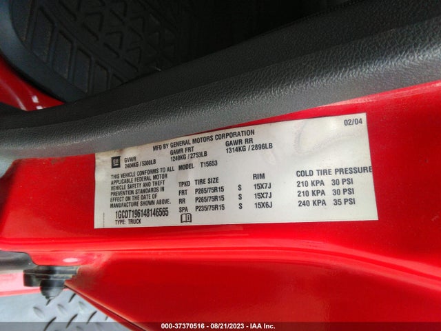 2004 CHEVROLET COLORADO LS Z71 VIN: 1GCDT196148146565