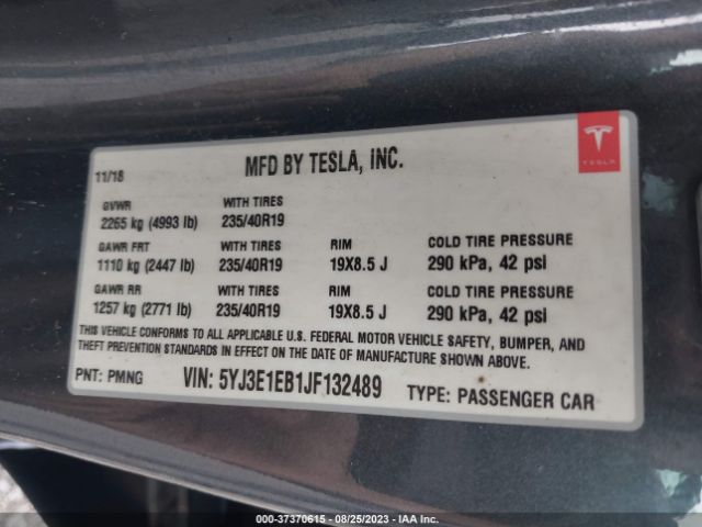 5YJ3E1EB1JF132489 Tesla Model 3 Long Range