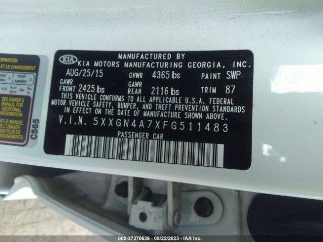 5XXGN4A7XFG511483 KIA OPTIMA EX