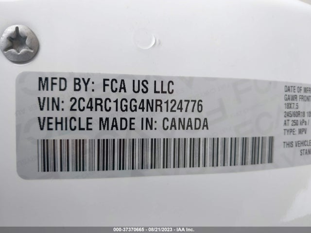 2C4RC1GG4NR124776 Chrysler Pacifica Limited