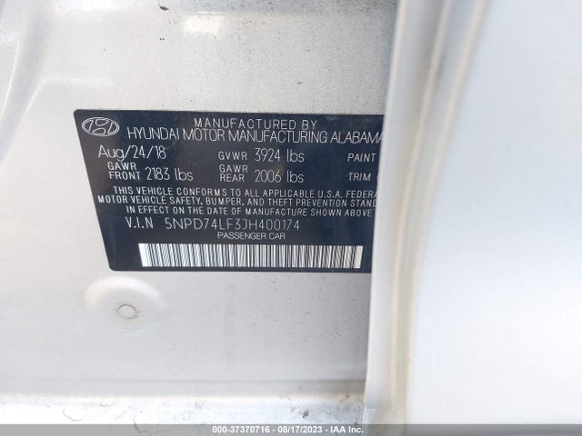 Hyundai ELANTRA SE 2018 5NPD74LF3JH400174 Image 9