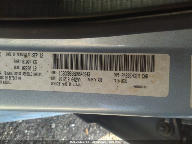 2013 CHRYSLER 200 TOURING VIN: 1C3CCBBB8DN549943